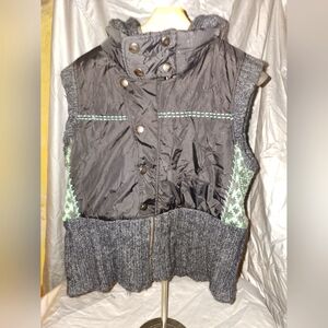 FREE PEOPLE Patchwork Snap and Zip Closure Hoodie Puffer Vest Large